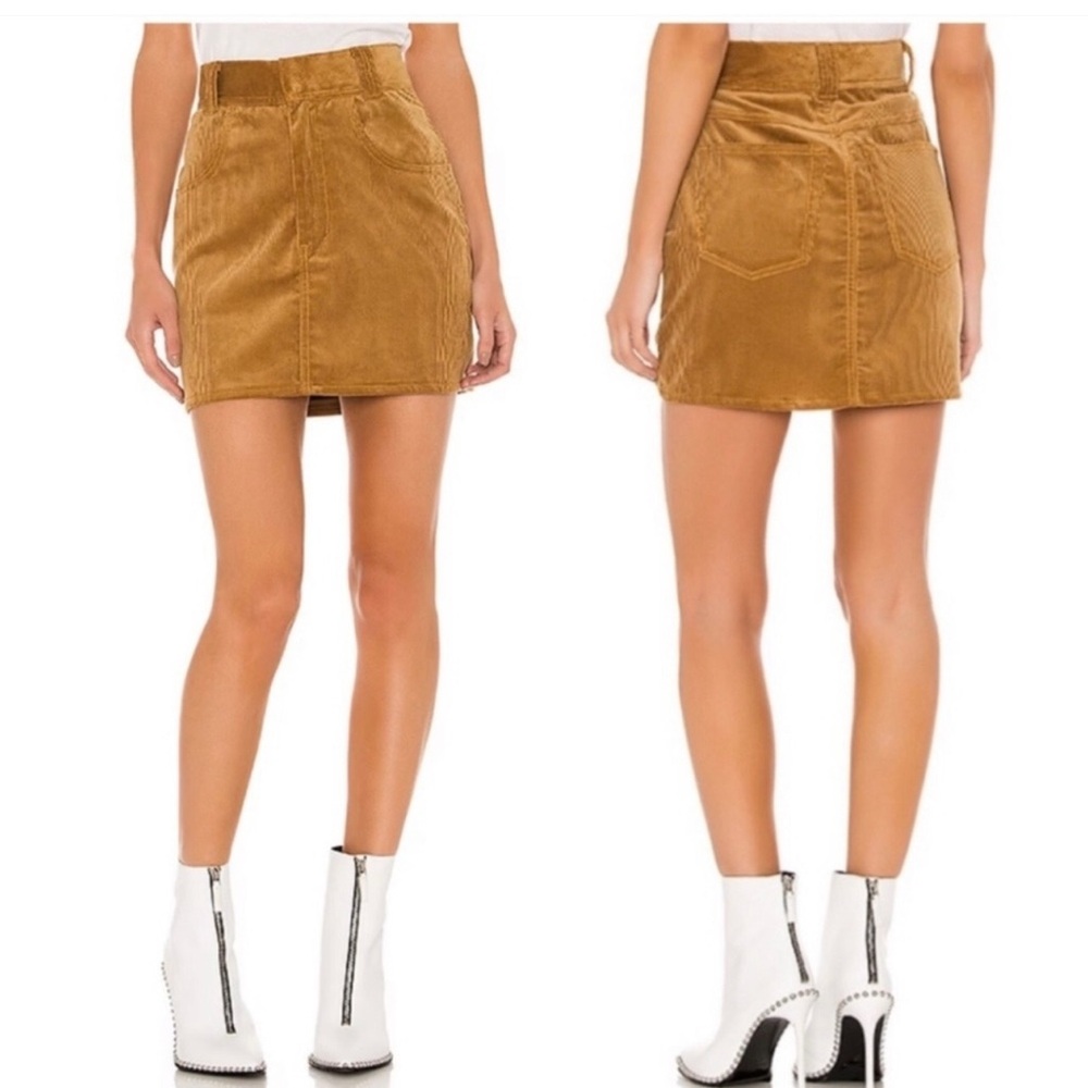 Re/Done Corduroy Mini Skirt in Camel Brown